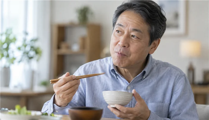 片側だけで噛むくせがある男性